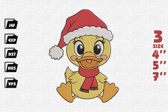 Adorable Christmas Duckling with Santa Hat