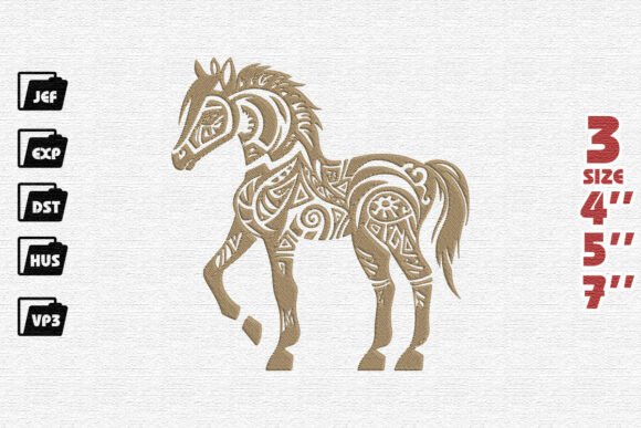 Ancient Tribal Horse Embroidery Design