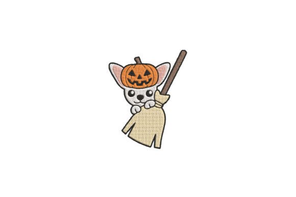 Chihuahua Pumpkin Witch Embroidery Patch