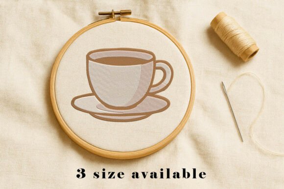 Coffee Cup Embroidery Design File