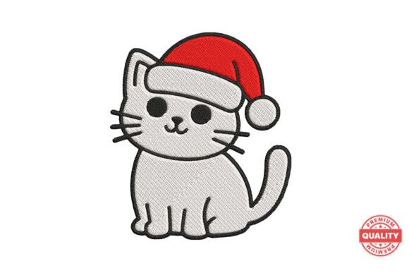 Cute Christmas Cat Embroidery