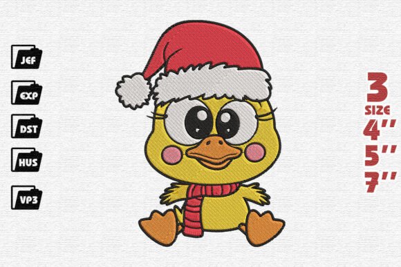 Cute Christmas Duckling in Santa Hat