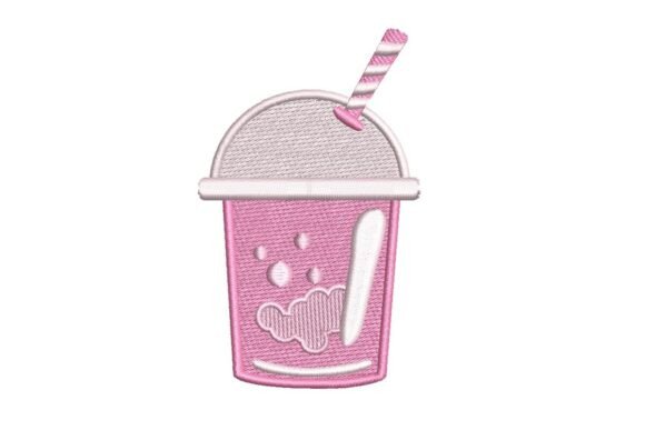 Cute Cotton Candy Boba Tea Embroidery Design
