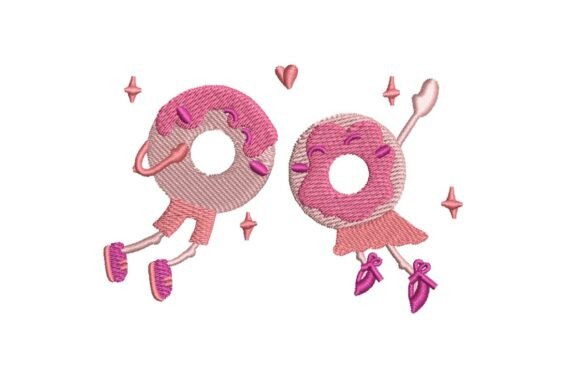 Cute Donut Couple in Love Valentine’s Embroidery Design