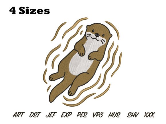 Cute Otter Floating Embroidery