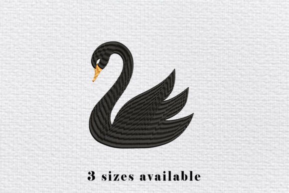 Elegant Black Swan Embroidery File