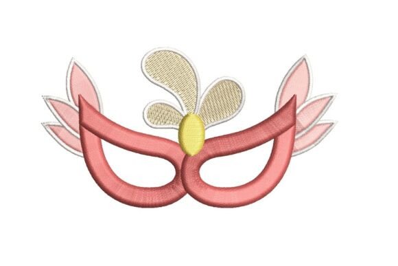 Elegant Feathered Carnival Mask Embroidery Design