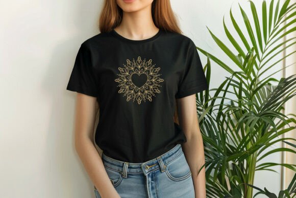 Elegant Heart Mandala Frame Embroidery Design