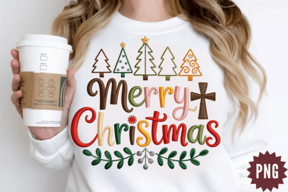 Embroidery Merry Christmas PNG Design