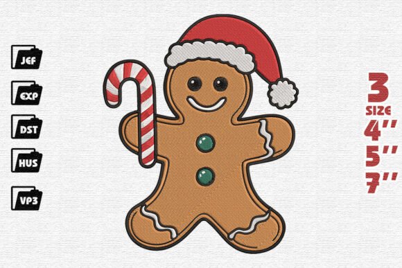 Festive Gingerbread Man Embroidery Design