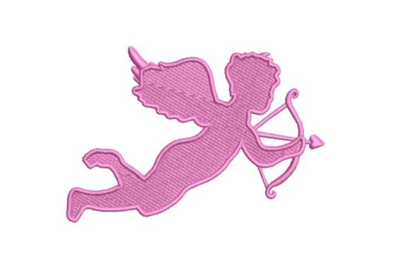 Flying Cupid with Bow and Arrow Silhouette