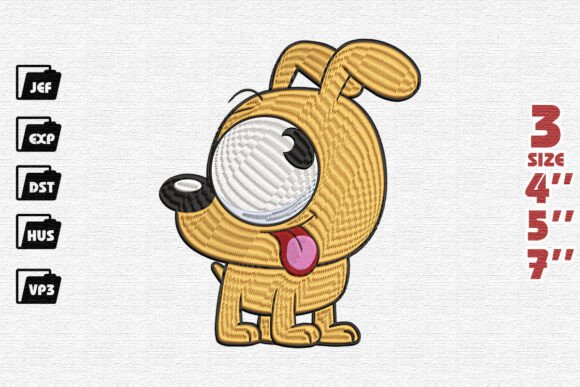 Goofy Cartoon Dog Embroidery Design