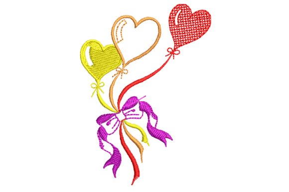 Heart Balloons Embroidery Design