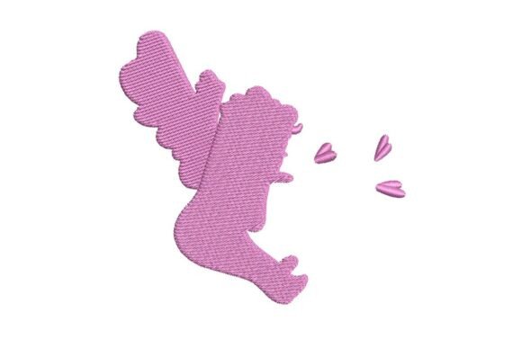 Kissing Cupid Blowing Hearts Embroidery Design
