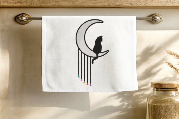 Moon Cat Embroidery Design