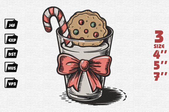 Retro Santa’s Milk and Cookies Embroidery Design