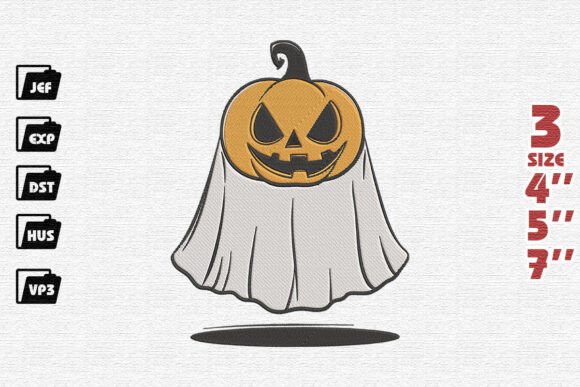Sinister Jack-o-lantern Ghost Embroidery