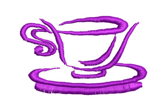 Tea Cup and Saucer Embroidery Design
