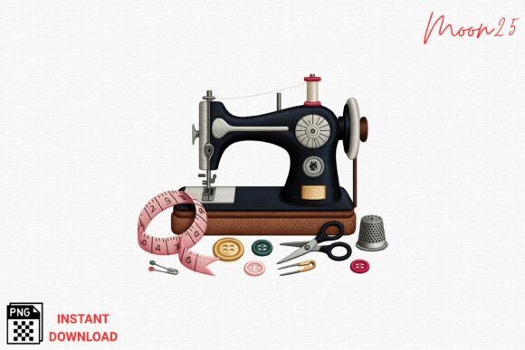 Vintage Sewing Tools Embroidery PNG